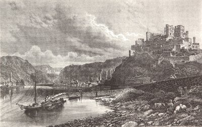 Sankt Goar, Steel Engraving from a Rhine Album by Pierre Joseph Redouté